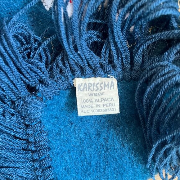 Karissma Wear Peru Womens One Size 100% Alpaca Poncho In Turqooise - Picture 9 of 9